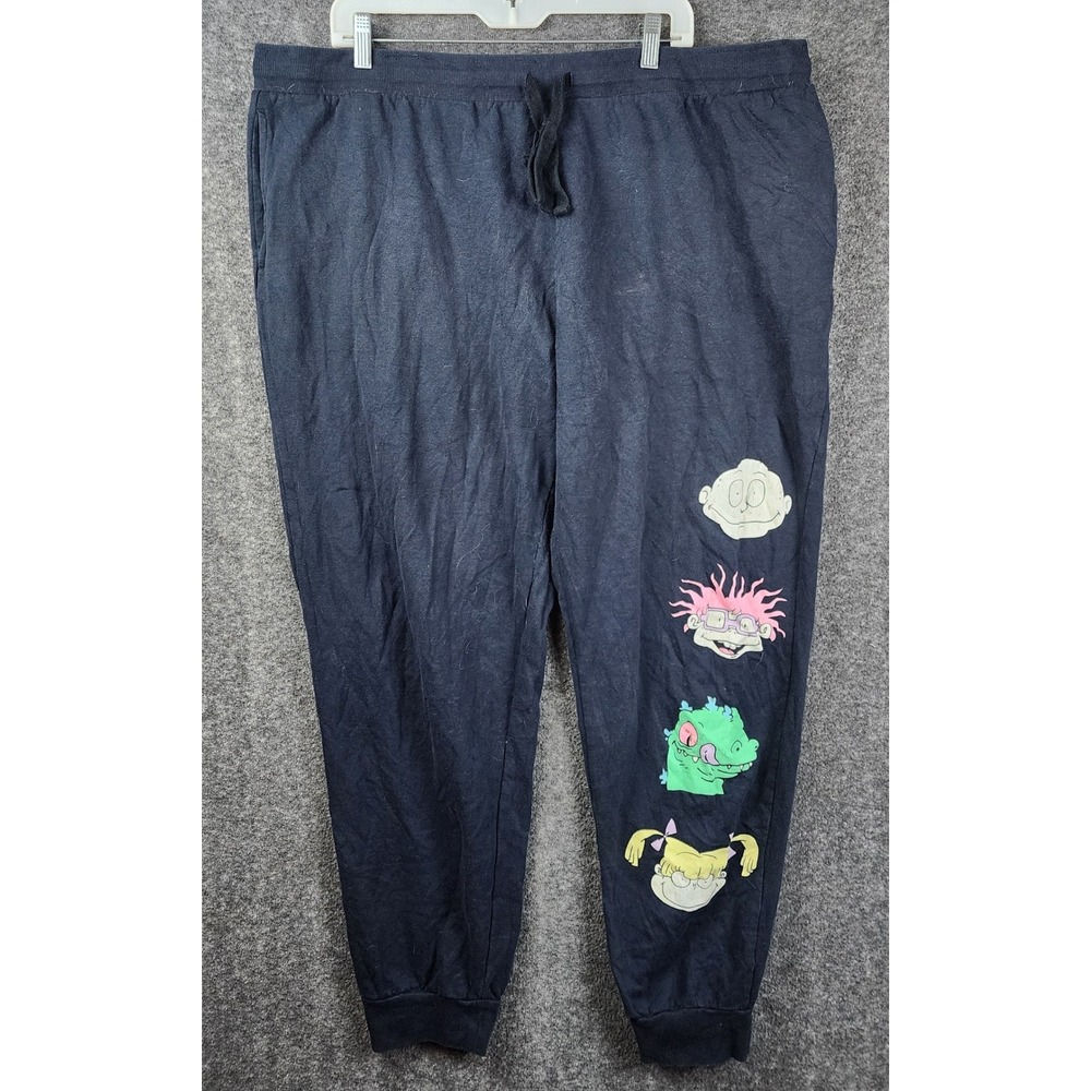 Nickelodeon Rugrats Joggers Mens 3XL Navy Blue 90s Cartoon‎ Graphic Sweatpants